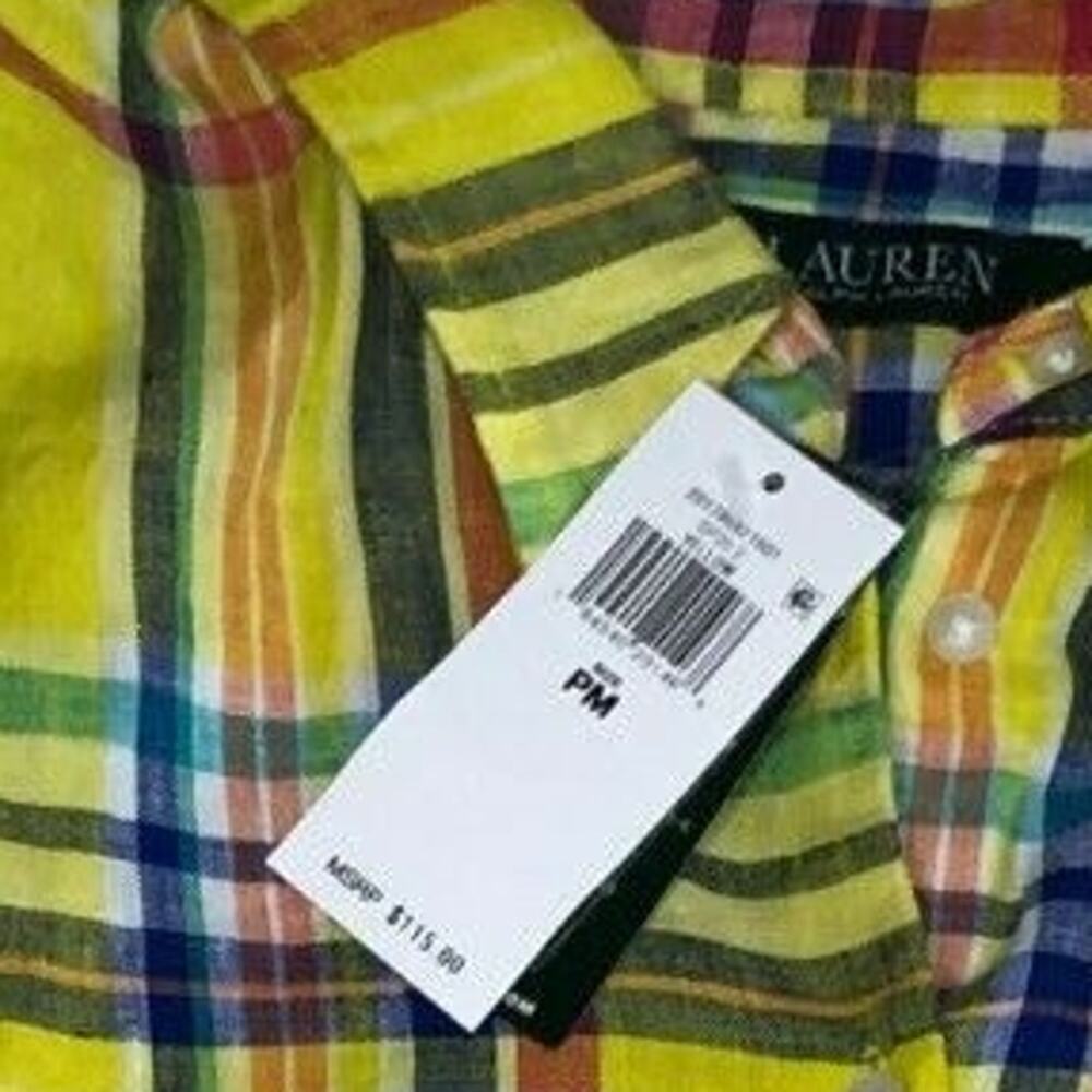 Lauren Ralph Lauren Women's shirt long sleeve 201786821001 Yellow Size PM - Picture 3 of 12